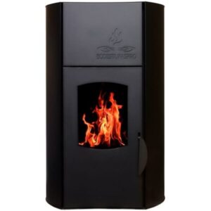 HIDRO ESTUFA DE PELLET DE 25 KW DE POTENCIA, AUTONOMÍA 10-20 HORAS, SUPERFICIE 200 M2 Y CONSUMO 2-4 Kg/h COLOR NEGRO CON CRISTAL